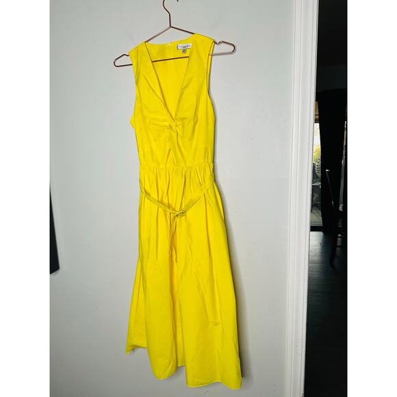 TOCCIN X RTR Bright Yellow Nylon Hourglass Sleeveless Twist Front Dress Size 10 - Picture 3 of 13